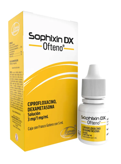 Sophixín Dx Ofteno, Ciprofloxino/Dexametasona 3mg/1mg/5ml