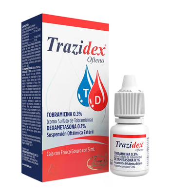 Trazidex Ofteno, Tobramicina/Dexametasona 3mg/1mg 5ml. SOPHIA