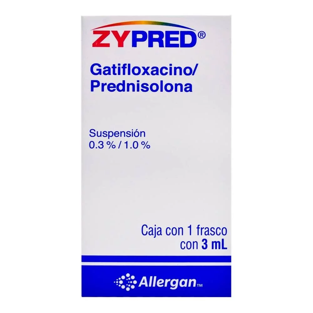 Zypred, Gatifloxacino/Prednisolona 0.3%/1%. 3ml